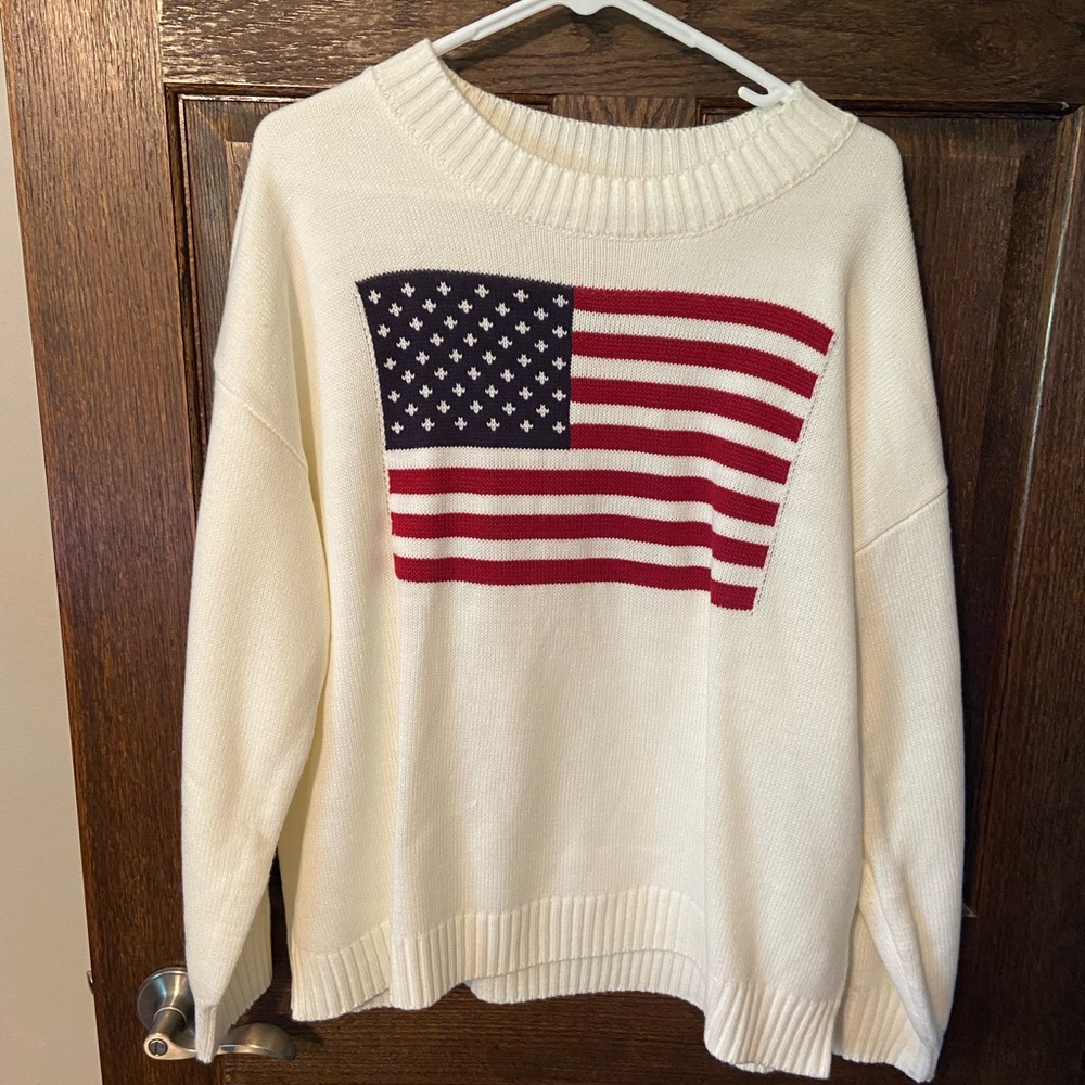 American Flag Sweater - Cream